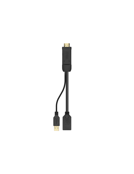 AISENS Conversor Activo HDMI 2.0 + USB Alim. a DISPLAYPORT V1.2, HDMI/M-USB/M-DP/H, Negro, 10CM