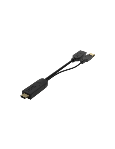 AISENS Conversor Activo HDMI 2.0 + USB Alim. a DISPLAYPORT V1.2, HDMI/M-USB/M-DP/H, Negro, 10CM