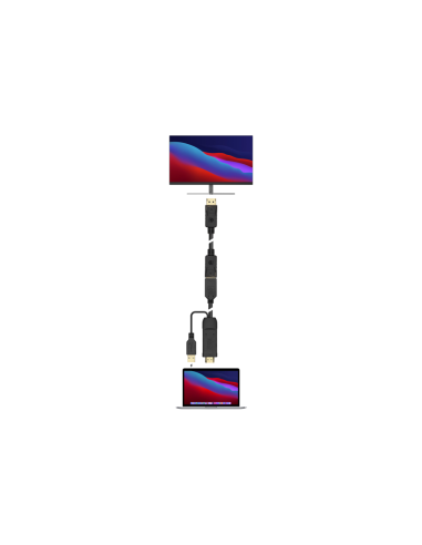 AISENS Conversor Activo HDMI 2.0 + USB Alim. a DISPLAYPORT V1.2, HDMI/M-USB/M-DP/H, Negro, 10CM