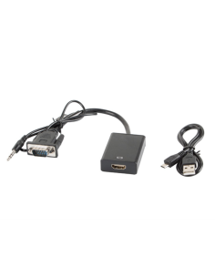 Lanberg AD-0021-BK adaptador de cable de vídeo 0,2 m HDMI tipo A (Estándar) VGA (D-Sub) Negro