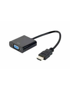 Gembird A-HDMI-VGA-04 adaptador de cable de vídeo 0,15 m VGA (D-Sub) HDMI tipo A (Estándar) Negro