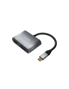 AISENS Conversor USB-C a VGA/HDMI 4K, USB-C/M-VGA/H-HDMI/H, Gris, 15CM 2