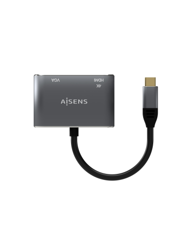 AISENS Conversor USB-C a VGA/HDMI 4K, USB-C/M-VGA/H-HDMI/H, Gris, 15CM