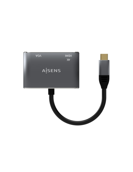 AISENS Conversor USB-C a VGA/HDMI 4K, USB-C/M-VGA/H-HDMI/H, Gris, 15CM
