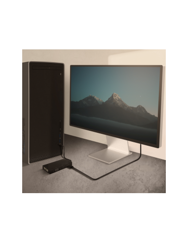 AISENS Conversor USB-C A DP/DVI/HDMI/VGA, USB-C/M-DP/H-DVI/H-HDMI/H-Vga/H, Negro, 15cm