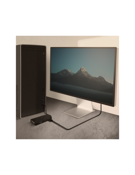 AISENS Conversor USB-C A DP/DVI/HDMI/VGA, USB-C/M-DP/H-DVI/H-HDMI/H-Vga/H, Negro, 15cm