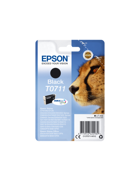 Epson Cheetah Singlepack Black T0711 DURABrite Ultra Ink cartucho de tinta 1 pieza(s) Original Rendimiento estándar