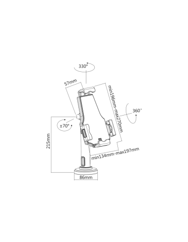 AISENS Soporte Antirobo de Sobremesa / Pared Ajustable (1 Pivote) para Tablet, Negro