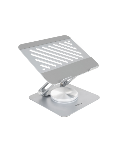 TooQ Soporte de Sobremesa con rotación 360° y ajustable para dispositivos de hasta 13”, Color Plata