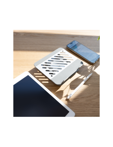 TooQ Soporte de Sobremesa con rotación 360° y ajustable para dispositivos de hasta 13”, Color Plata