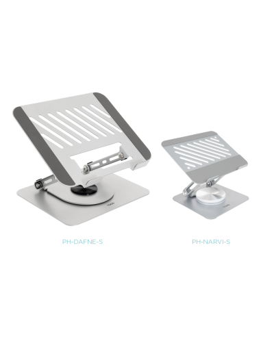 TooQ Soporte de Sobremesa con rotación 360° y ajustable para dispositivos de hasta 13”, Color Plata
