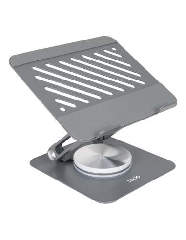 TooQ Soporte Elevador con rotación 360° y ajustable, para dispositivos de hasta 13”, Color Gris Oscuro