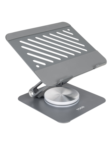 TooQ Soporte Elevador con rotación 360° y ajustable, para dispositivos de hasta 13”, Color Gris Oscuro