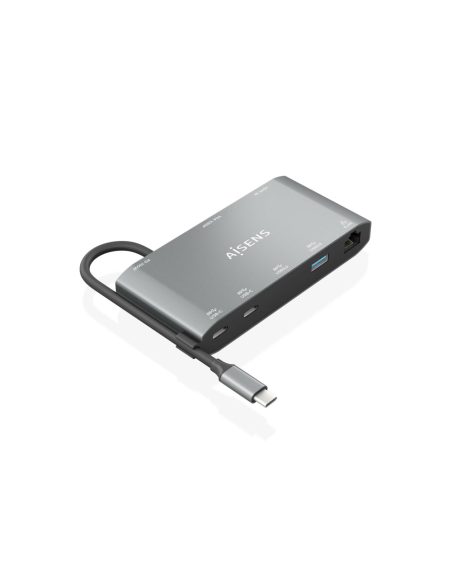 AISENS ASUC-8P010-GR base para portátil y replicador de puertos Alámbrico USB 3.2 Gen 1 (3.1 Gen 1) Type-C