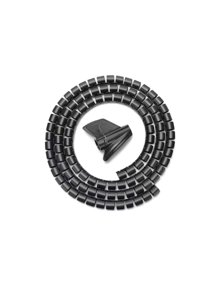 AISENS Organizador de cable en espiral 25mm, Negro, 1.0m