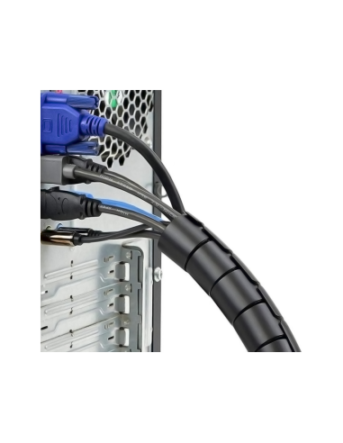 AISENS Organizador de cable en espiral 25mm, Negro, 1.0m