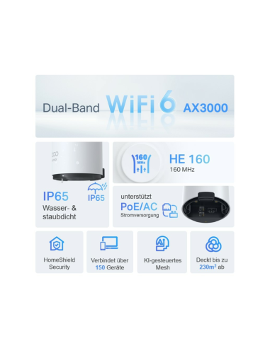 TP-Link Deco X50-Outdoor Doble banda (2,4 GHz / 5 GHz) Wi-Fi 6 (802.11ax) Blanco 1 Interno
