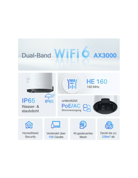 TP-Link Deco X50-Outdoor Doble banda (2,4 GHz / 5 GHz) Wi-Fi 6 (802.11ax) Blanco 1 Interno