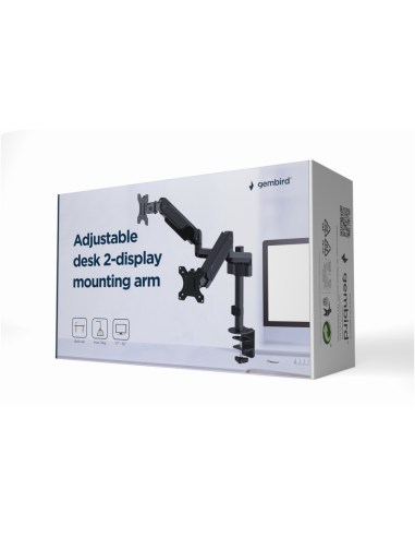 Gembird MA-DA2P-01 soporte para monitor 81,3 cm (32") Escritorio Negro