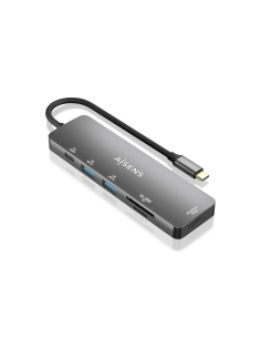 AISENS ASUC-6P016-GR base para portátil y replicador de puertos Alámbrico USB 3.2 Gen 1 (3.1 Gen 1) Type-C