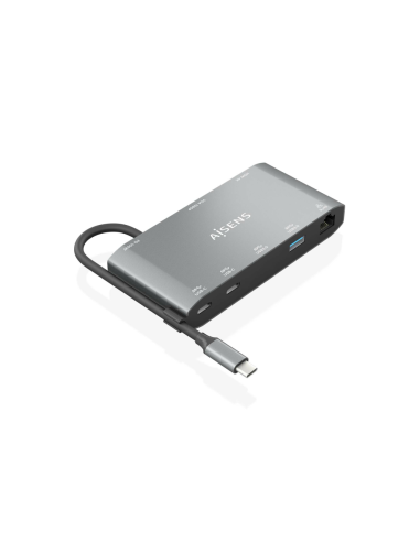 AISENS ASUC-8P010-GR base para portátil y replicador de puertos Alámbrico USB 3.2 Gen 1 (3.1 Gen 1) Type-C