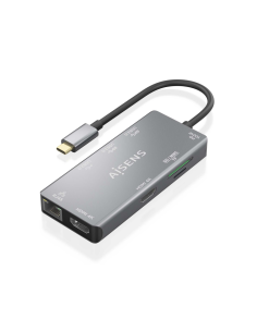AISENS ASUC-9P018-GR base para portátil y replicador de puertos Alámbrico USB 3.2 Gen 1 (3.1 Gen 1) Type-C