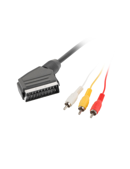Lanberg CA-EURC-10CC-0018-BK cable EUROCONECTOR 1,8 m SCART (21-pin) 3 x RCA Negro