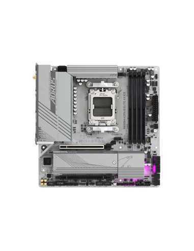 GIGABYTE B650M AORUS ELITE AX ICE Placa base - AMD Ryzen serie 9000, VRM de 12+2+2 fases, hasta 8000 MHz DDR5 (OC), 1xPCIe 5.0 +