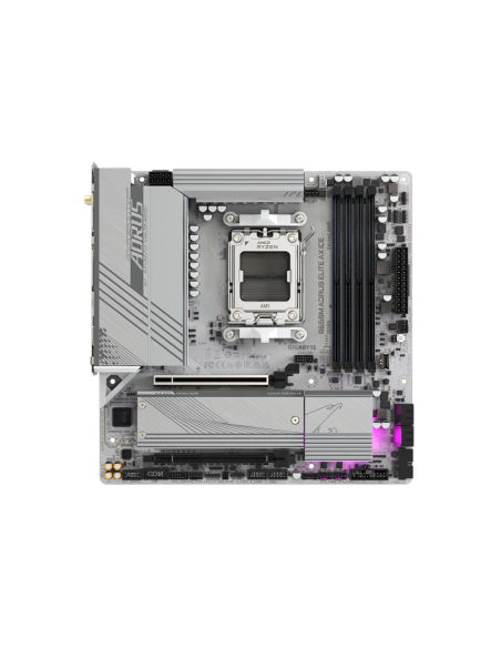 GIGABYTE B650M AORUS ELITE AX ICE Placa base - AMD Ryzen serie 9000, VRM de 12+2+2 fases, hasta 8000 MHz DDR5 (OC), 1xPCIe 5.0 +