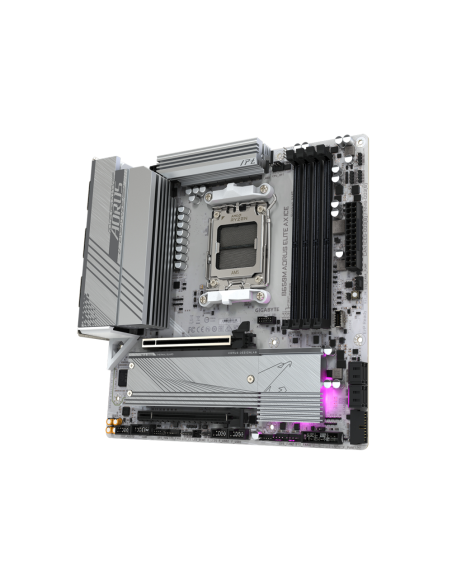 GIGABYTE B650M AORUS ELITE AX ICE Placa base - AMD Ryzen serie 9000, VRM de 12+2+2 fases, hasta 8000 MHz DDR5 (OC), 1xPCIe 5.0 +