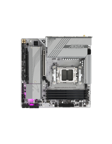 GIGABYTE B650M AORUS ELITE AX ICE Placa base - AMD Ryzen serie 9000, VRM de 12+2+2 fases, hasta 8000 MHz DDR5 (OC), 1xPCIe 5.0 +