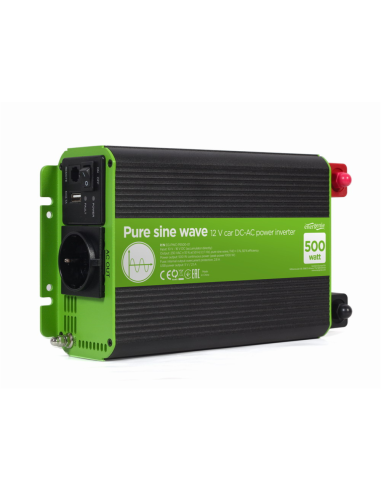 EnerGenie EG-PWC-PS500-01 adaptador e inversor de corriente Auto 500 W Negro, Verde