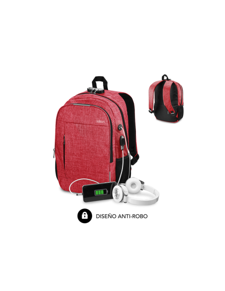 SUBBLIM Mochila para Portátil Urban Lock Backpack 16" Red