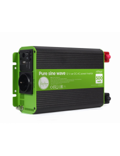EnerGenie EG-PWC-PS500-01 adaptador e inversor de corriente Auto 500 W Negro, Verde