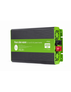 EnerGenie EG-PWC-PS2000-01 adaptador e inversor de corriente Auto 2000 W Negro, Verde