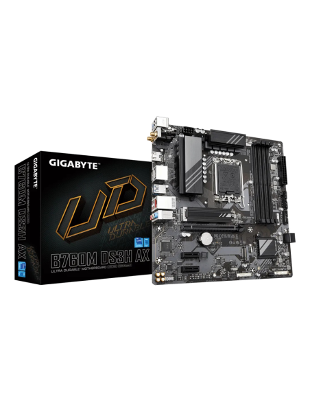 GIGABYTE B760M DS3H AX Placa Base - Compatible con procesadores Intel Core de 14ª generación, VRM digital de 6+2+1 fases, hasta 