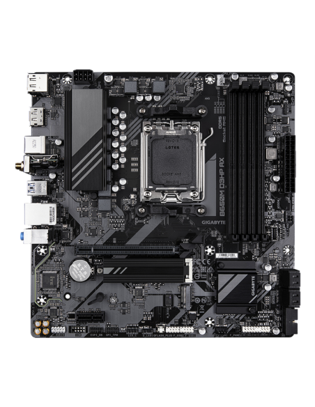 GIGABYTE B650M D3HP AX Placa base - AMD Ryzen serie 9000, VRM de 5+2+2 fases, hasta 8000 MHz DDR5 (OC), 2xPCIe 4.0 M.2, WIFI 6E,