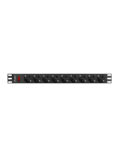 Lanberg PDU-09F-0300-BK unidad de distribución de energía (PDU) 9 salidas AC 1U Negro, Gris