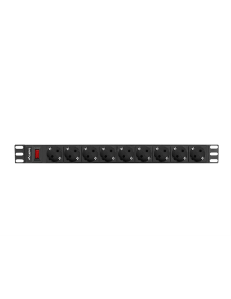 Lanberg PDU-09F-0300-BK unidad de distribución de energía (PDU) 9 salidas AC 1U Negro, Gris