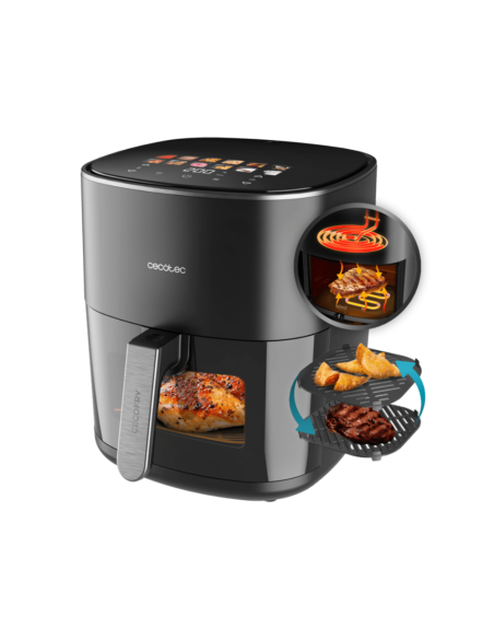 Cecotec Cecofry&Grill Duoheat 6500 Sencillo 6,5 L Independiente 2200 W Freidora de aire caliente Negro