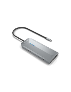 AISENS USB-C Dock 12 En 1, USB-C A 2xHDMI, 1xRJ45, 3xUSB-A, 2xUSB-C, 1xUSB-C PD, 1xAudio, 1xSD, 1xMicro SD, Gris, 30cm