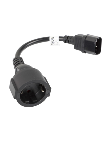 Lanberg CA-C14E-10CC-0018-BK cable de transmisión Negro 0,18 m C14 acoplador