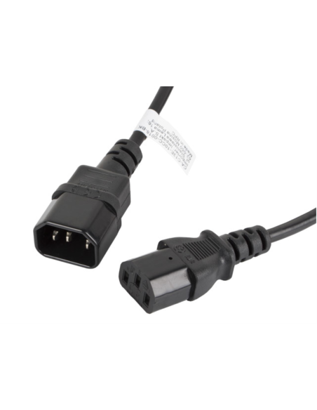 Lanberg CA-C13E-10CC-0018-BK cable de transmisión Negro 1,8 m C13 acoplador C14 acoplador
