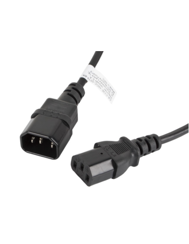 Lanberg CA-C13E-10CC-0018-BK cable de transmisión Negro 1,8 m C13 acoplador C14 acoplador