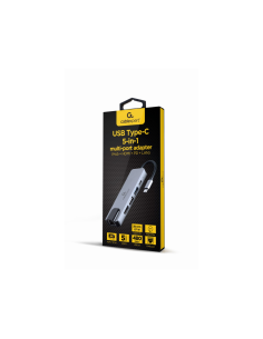 Gembird A-CM-COMBO5-04 base para portátil y replicador de puertos Alámbrico USB 3.2 Gen 1 (3.1 Gen 1) Type-C Plata