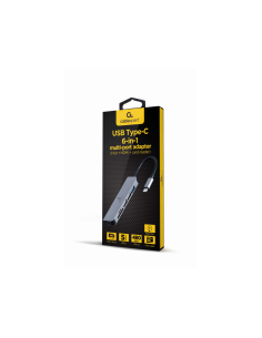 Gembird A-CM-COMBO6-02 base para portátil y replicador de puertos Alámbrico USB 3.2 Gen 1 (3.1 Gen 1) Type-C Gris