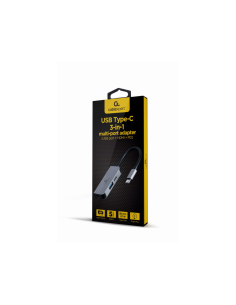 Gembird A-CM-COMBO3-02 base para portátil y replicador de puertos Alámbrico USB 3.2 Gen 1 (3.1 Gen 1) Type-C Plata