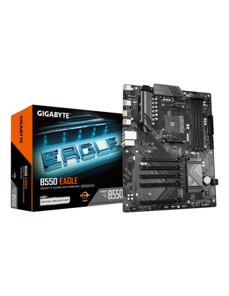 GIGABYTE B550 EAGLE Placa base - Procesadores AMD Ryzen serie 5000 G, VRM de 10+3+1 fases, hasta 3200 MHz DDR4, 1xPCIe 4.0 + 1xP