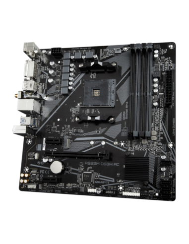 GIGABYTE A520M DS3H AC Placa Base - Procesadores AMD Ryzen Serie 5000, VRM de 5+3 fases, hasta 4733 MHz DDR5 (OC), 1xPCIe 3.0 M.