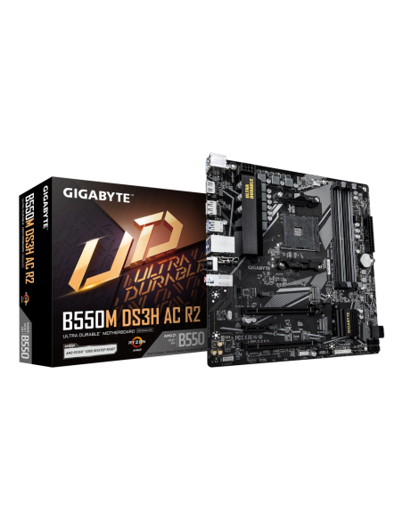 GIGABYTE B550M DS3H AC R2 Placa base - Procesadores AMD Ryzen 5000, VRM de 5+3 fases, hasta 4733 MHz DDR4 (O.C.), 1x M.2 PCIe 4.